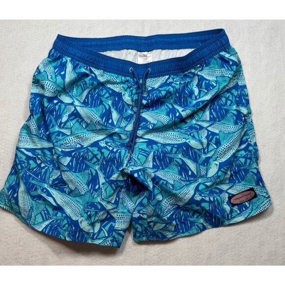 Vineyard Vines Bonefish Chappy Trunks Swim Shorts 1M0577 Blue Fish Men's Large L - Picture 1 of 3